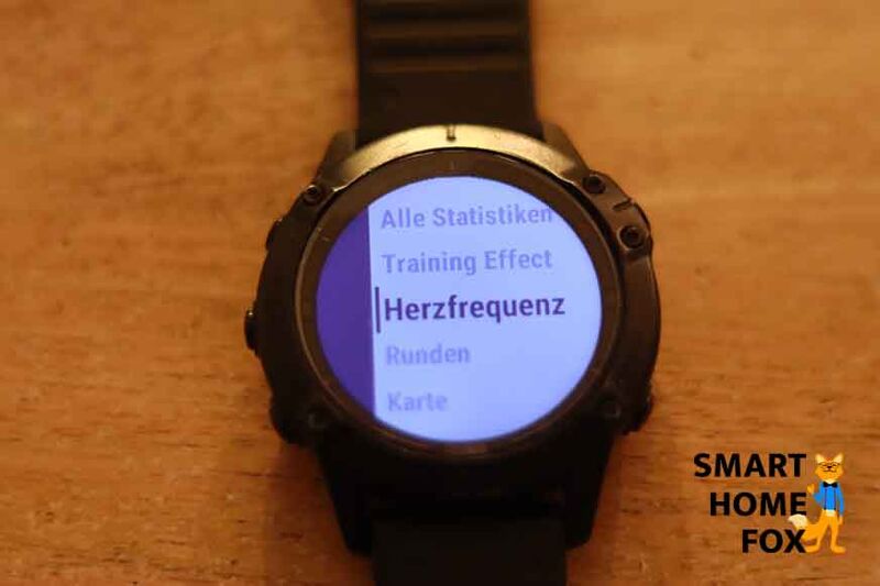 Man sieht die Datenauswahl auf der Garmin Fenix 6.